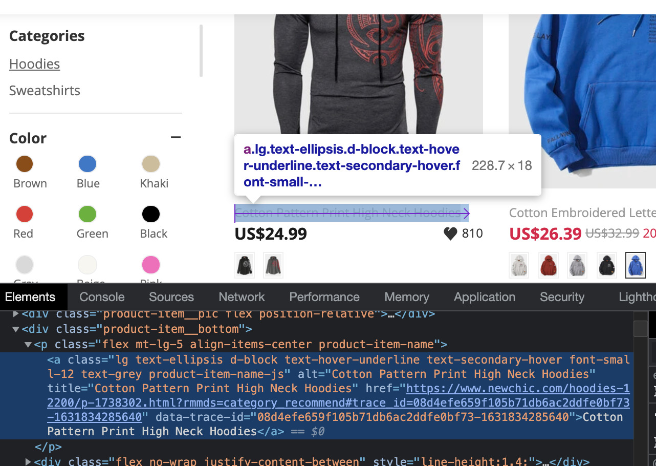 Bild eines HTML-Codes, der eine Webseite für Herrenpullover überlagert.