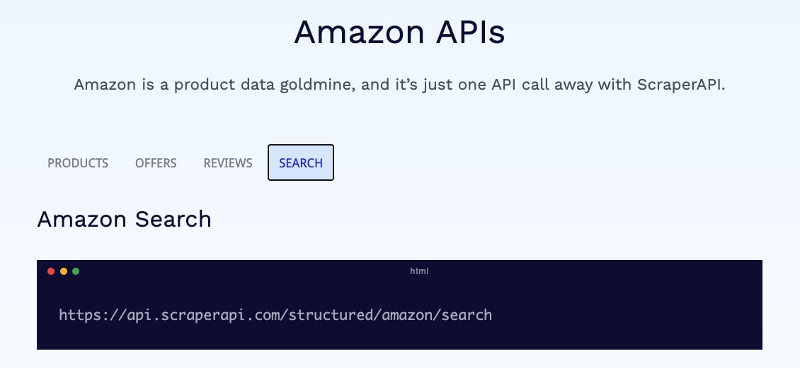 Amazon-Endpunkt für strukturierte Daten von ScraperAPI