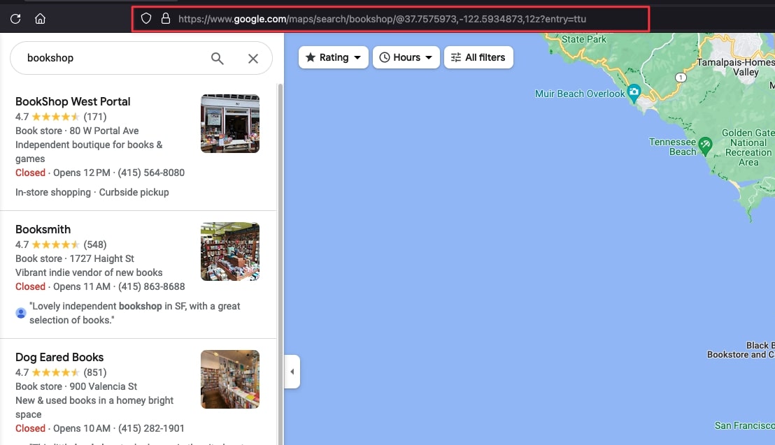 Hasil pencarian Google Maps untuk toko buku