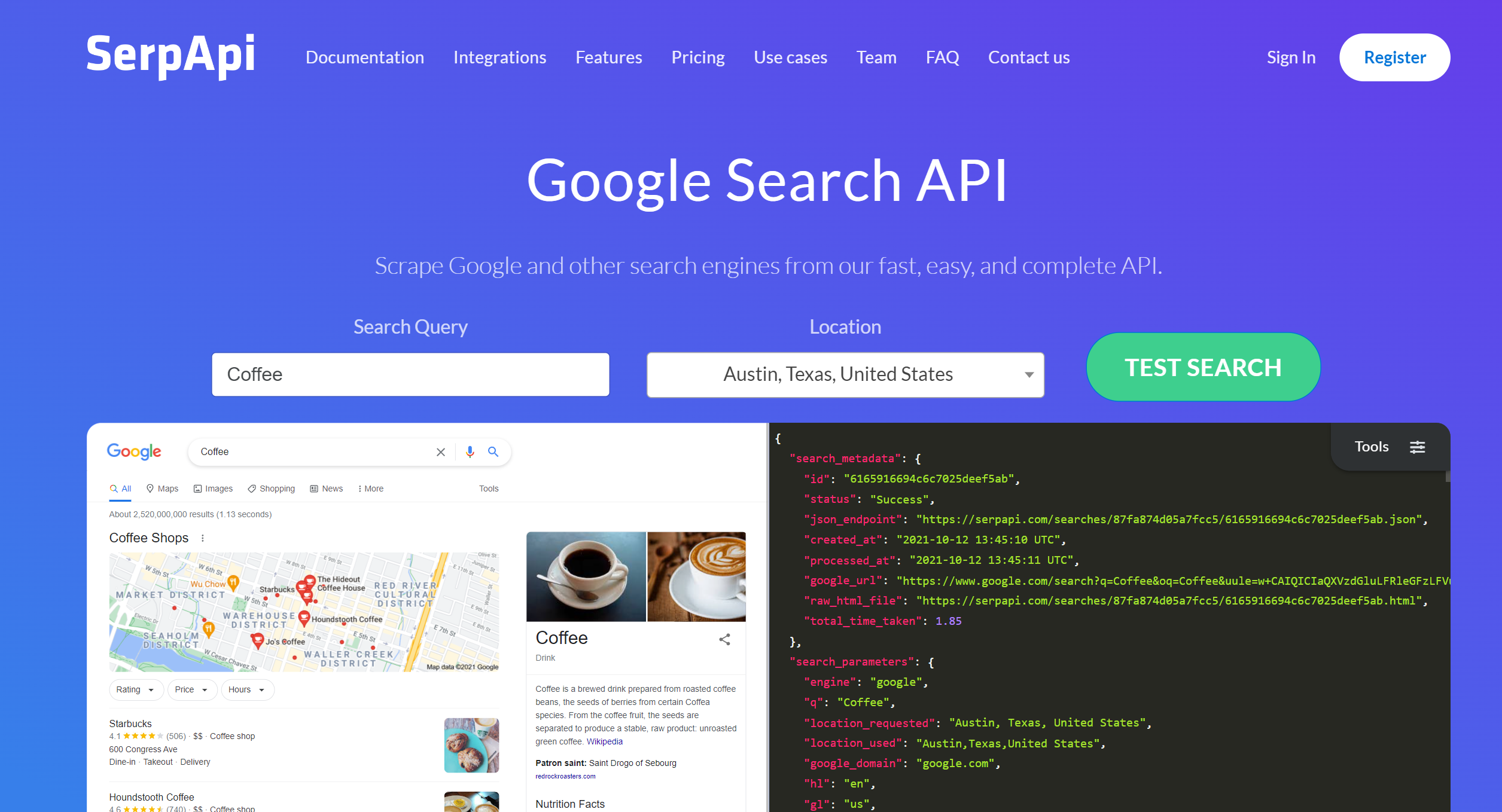SerpAPI Google SERP API