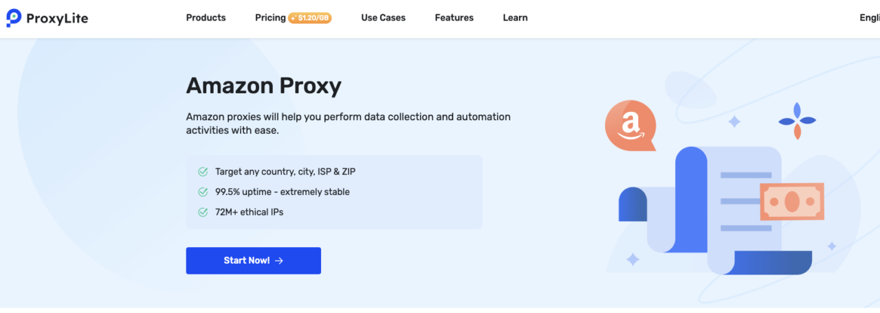 Halaman Dasbor Proxy Amazon Proxylite