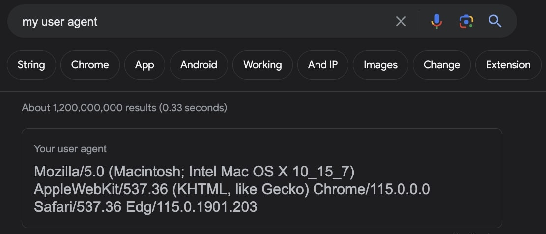 User-Agent-Beispiel aus der Google-Suche