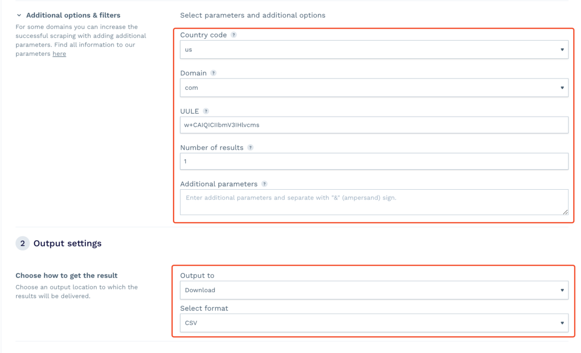 Pilih lokasi alur data, domain, dan pengaturan lainnya