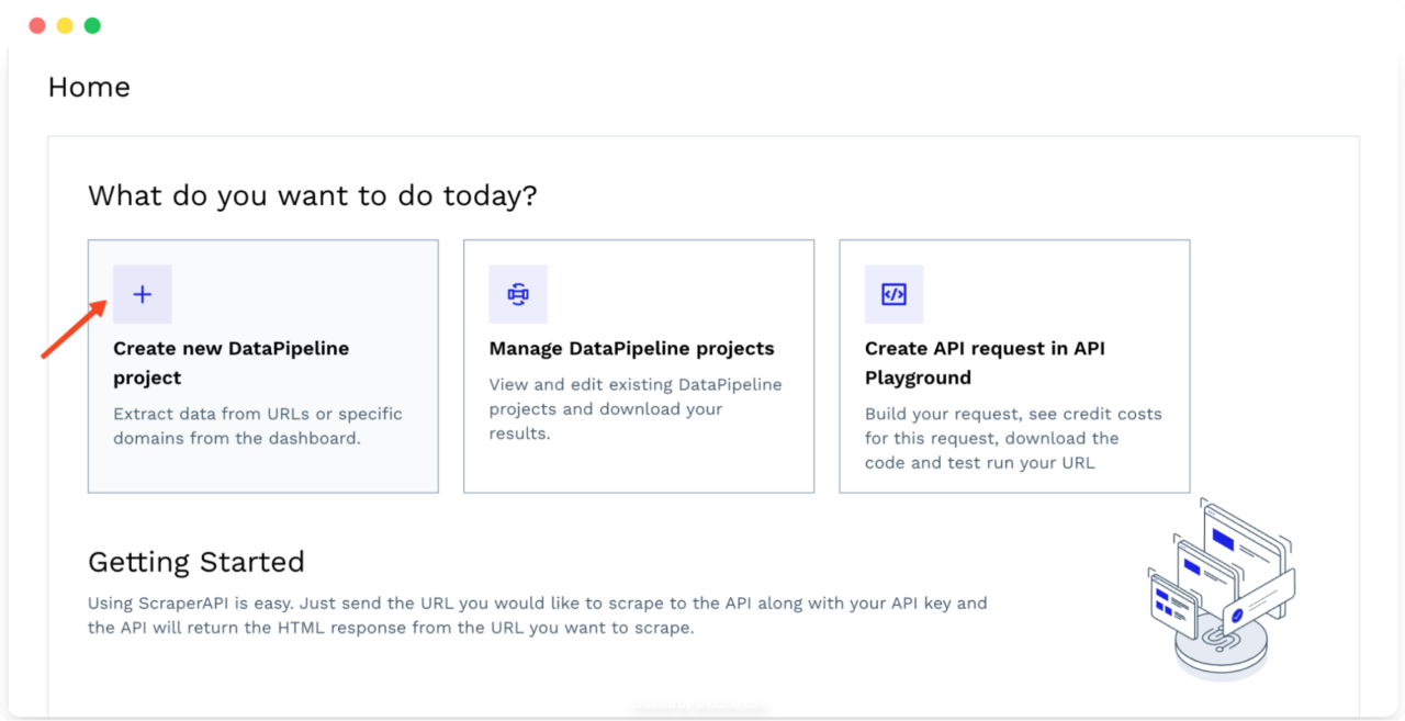 Membuat proyek saluran data baru di ScraperAPI