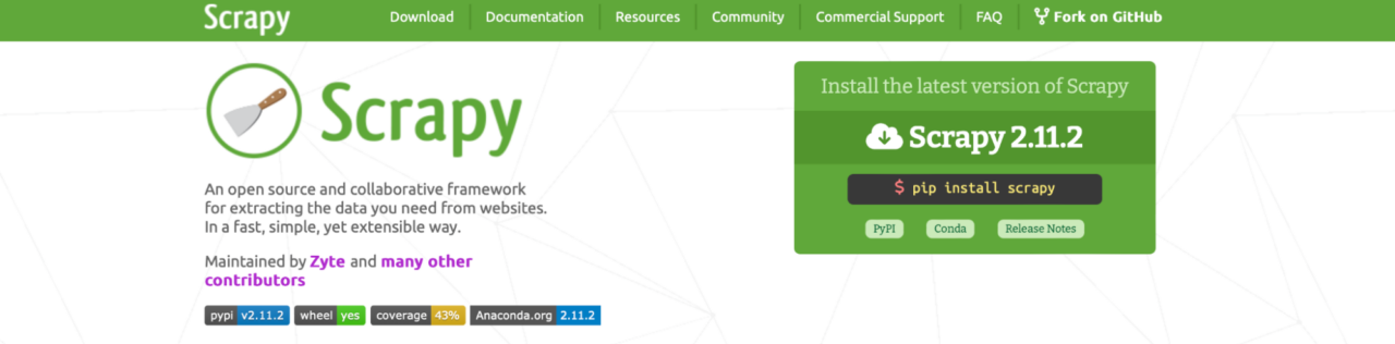 Scrapy Infrastructure Dashboard -Seite