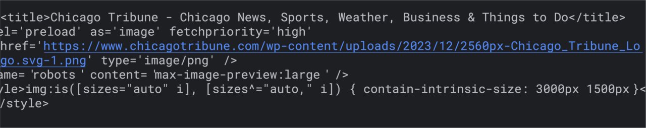 Screenshot einer großen HTML -Reaktion