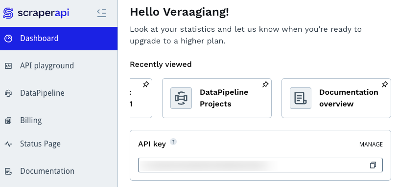 Screenshot des Schakerapi -Dashboards